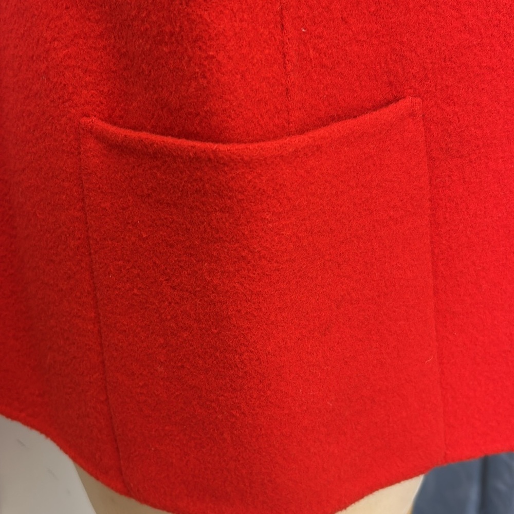 AK Anne Klein Red Woolโ Blend Open Front Blazer Pockets Thick Festive Holiday L - Picture 6 of 17